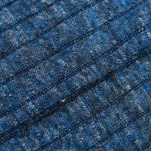 Bresciani Socks | Blue Melange Ribbed Linen Socks