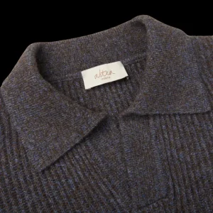 Altea Sweaters | Blue Melange Wool Cashmere Ls Polo