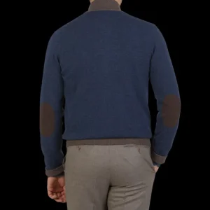 Gran Sasso Cardigans | Blue Melange Wool Cashmere Zip Cardigan