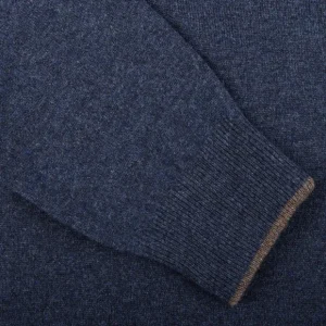 Gran Sasso Cardigans | Blue Melange Wool Cashmere Zip Cardigan