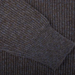 Altea Knitwear | Blue Melange Wool Cashmere Ls Polo