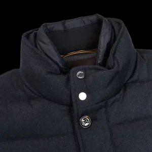 Moorer Outerwear | Blue Melange Wool Cashmere Down Padded Coat
