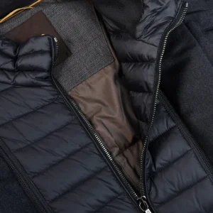 Moorer Coats & Jackets | Blue Melange Wool Cashmere Down Padded Coat