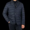 Moorer Outerwear | Blue Melange Wool Down Padded Jacket