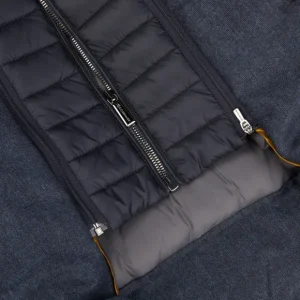 Moorer Coats & Jackets | Blue Melange Wool Down Padded Jacket