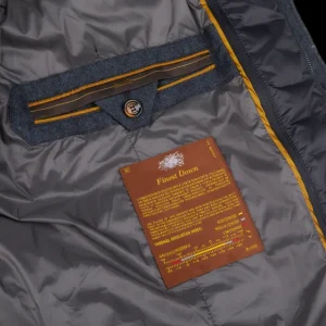 Moorer Coats & Jackets | Blue Melange Wool Down Padded Jacket