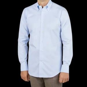 Mazzarelli Shirts | Blue Micro Chevron Cotton Bd Slim Shirt