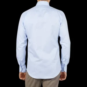 Mazzarelli Shirts | Blue Micro Chevron Cotton Bd Slim Shirt