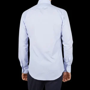 Mazzarelli Shirts | Blue Micro-Striped Cotton Bd Slim Shirt