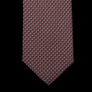 Gierre Milano Ties | Blue Orange Geometrical Printed Silk Tie