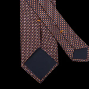 Gierre Milano Ties | Blue Orange Geometrical Printed Silk Tie