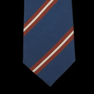 Gierre Milano Ties | Blue Orange Striped Silk Cotton Lined Tie