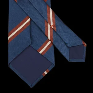 Gierre Milano Ties | Blue Orange Striped Silk Cotton Lined Tie