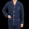 Derek Rose Loungewear | Blue Piped Cotton Classic Fit Pyjamas