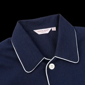 Derek Rose Loungewear | Blue Piped Cotton Classic Fit Pyjamas