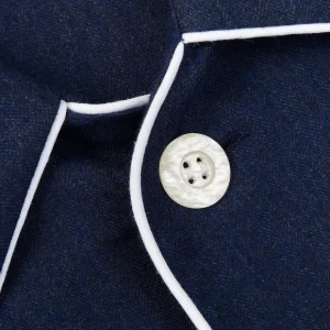 Derek Rose Loungewear | Blue Piped Cotton Classic Fit Pyjamas