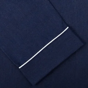 Derek Rose Loungewear | Blue Piped Cotton Classic Fit Pyjamas