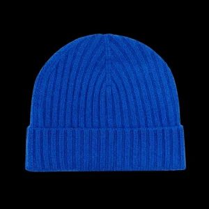 Amanda Christensen Beanies | Blue Ribbed Cashmere Beanie