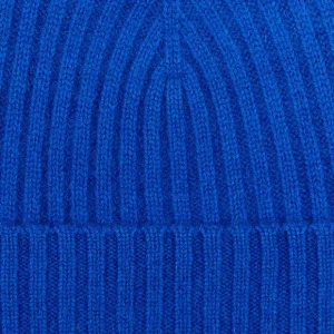 Amanda Christensen Beanies | Blue Ribbed Cashmere Beanie