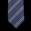 Silvio Fiorello Ties | Blue Striped Silk Cotton Wool Tie