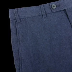 Hiltl Trousers | Blue Washed Linen Regular Fit Chinos