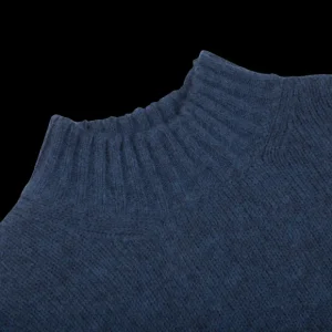 Gran Sasso Sweaters | Blue Wool Blend Mock Neck Sweater