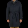 Luigi Bianchi Coats & Jackets | Blue Wool Cashmere Hydro Tech Raglan Coat