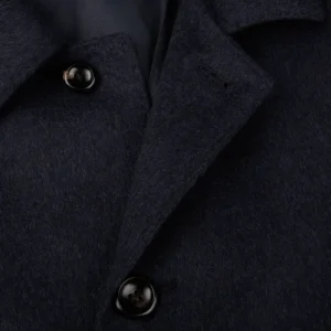 Luigi Bianchi Coats & Jackets | Blue Wool Cashmere Hydro Tech Raglan Coat