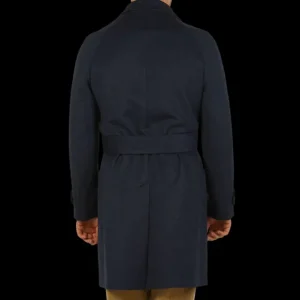 Luigi Bianchi Coats & Jackets | Blue Wool Cashmere Hydro Tech Raglan Coat