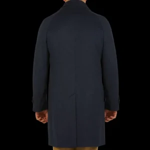 Luigi Bianchi Coats & Jackets | Blue Wool Cashmere Hydro Tech Raglan Coat