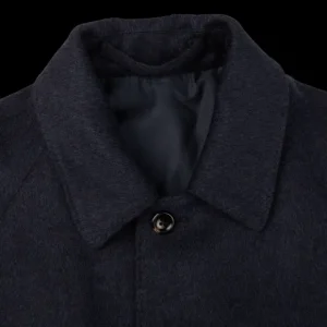 Luigi Bianchi Coats & Jackets | Blue Wool Cashmere Hydro Tech Raglan Coat