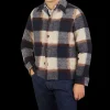 Tintoria Mattei Coats & Jackets | Blue Wool Checked Plaid Overshirt