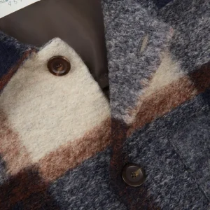 Tintoria Mattei Coats & Jackets | Blue Wool Checked Plaid Overshirt