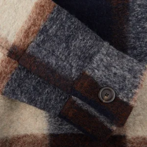 Tintoria Mattei Coats & Jackets | Blue Wool Checked Plaid Overshirt