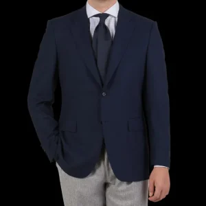 Canali Blazers | Blue Wool Hopsack Travel Blazer