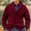 William Lockie Knitwear | Bordeaux Lambswool Shawl Collar Cardigan