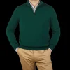 Piacenza Cashmere Knitwear | Bottle Green Cashmere 1/4 Zip Sweater