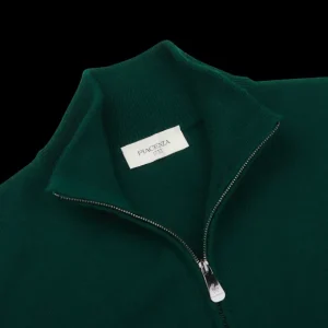 Piacenza Cashmere Knitwear | Bottle Green Cashmere 1/4 Zip Sweater