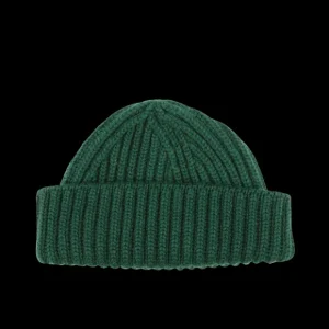 William Lockie Beanies | Bottle Green Cashmere Ribbed Short Beanie