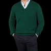 Piacenza Cashmere Sweaters | Bottle Green Cashmere V-Neck