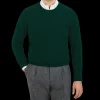 William Lockie Knitwear | Bottle Green Crew Neck Cashmere Sweater