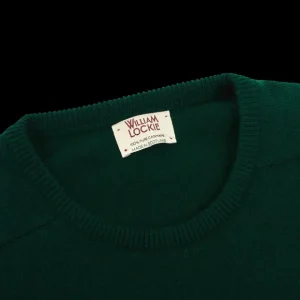 William Lockie Sweaters | Bottle Green Crew Neck Cashmere Sweater