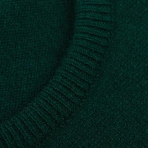 William Lockie Sweaters | Bottle Green Crew Neck Cashmere Sweater