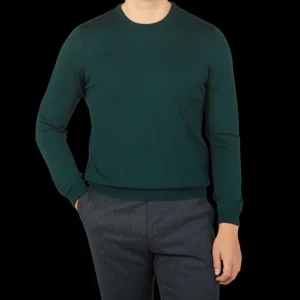 Gran Sasso Sweaters | Bottle Green Extra Fine Merino Crew Neck
