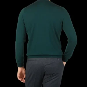 Gran Sasso Sweaters | Bottle Green Extra Fine Merino Crew Neck