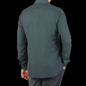 Xacus Shirts | Bottle Green Washed Cotton Twill Casual Shirt