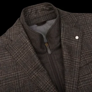 Luigi Bianchi Blazers | Brown Black Checked Wool Hybrid Blazer