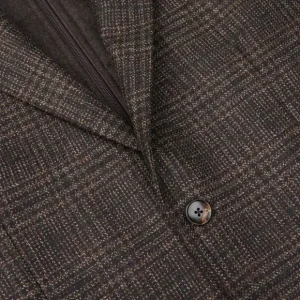 Luigi Bianchi Blazers | Brown Black Checked Wool Hybrid Blazer