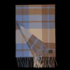 Amanda Christensen Scarves | Brown Blue Checked Merino Wool Scarf