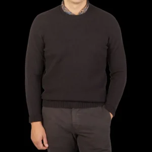 Drumohr Sweaters | Brown Brushed Lambswool Crew Neck Sweater